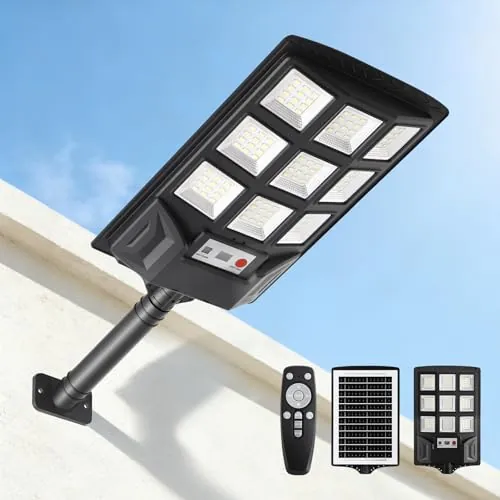 SENDALE Farolas Solares Exterior,Focos Led Solares con Mando a Distancia,IP65 Impermeable Luz Solar Exterior,6500K Foco Solar Sensor de Movimiento,Luz de Seguridad Ja