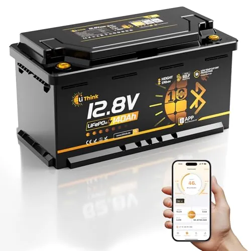 Bateria LiFePO4 12 V 140 Ah, Bateria Litio 12v H190 con Bluetooth, BMS de 200 A, LTP Función, Tamaño DIN H8 L5, Batería de Litio de 1792 Wh para Autocaravanas, CB/IEC 62619 ECE R10
