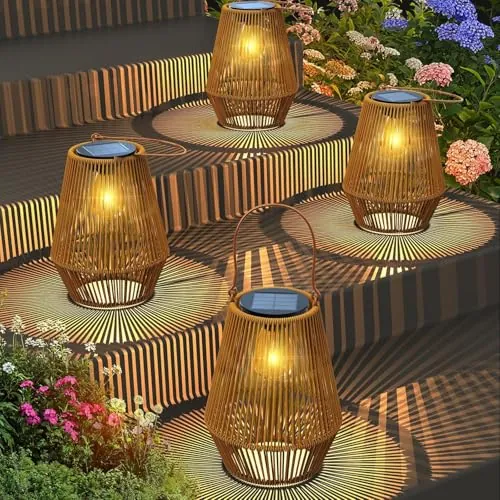 KagoLing Farolillos Solares Exteriores Hechos A Mano, 4 Lámparas Solares