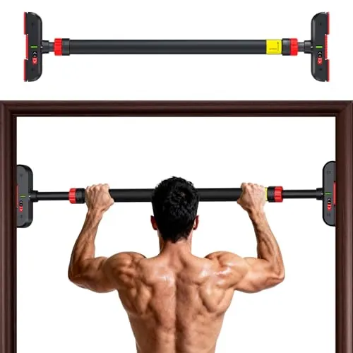 Barra de Dominadas sin Tornillos, Barra de Ejercicio para Pared, Ajustable 72-110cm, hasta 200 kg, Barra de Entrenamiento para Puerta Bloqueo Auto para Gimnasio en Casa Físico (72-95cm)
