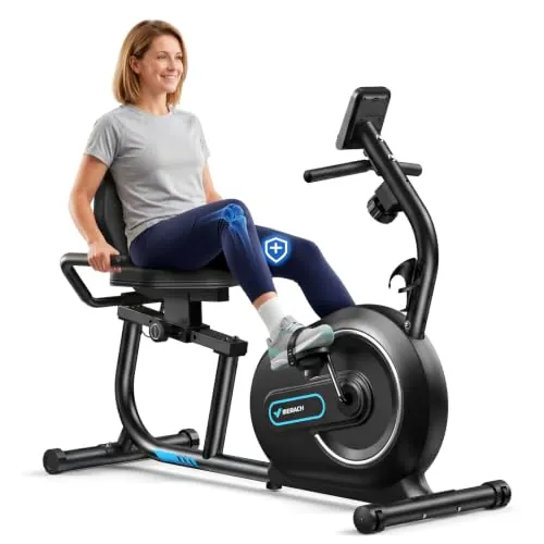 MERACH Liegeergometer für Zuhause mit Smart Bluetooth und exklusiver App-Konnektivität, LCD, Herzfrequenz-Griff, magnetische Liegeräder S08