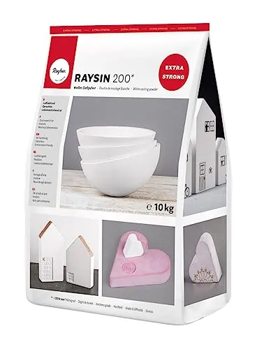 Rayher Polvo moldear Raysin 200 blanco, 10 kg yeso en polvo, seca al aire, manualidades, 34475102