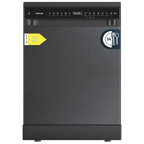 Cecotec Lavavajillas 60 cm Libre Instalación Bolero Aguazero 6205 Dark. 13 Cubiertos, 12 Programas, Motor Inverter Plus Duo, Panel Táctil, Extra Hygiene, Super Dry, Half Load, Silent Wash, Dark
