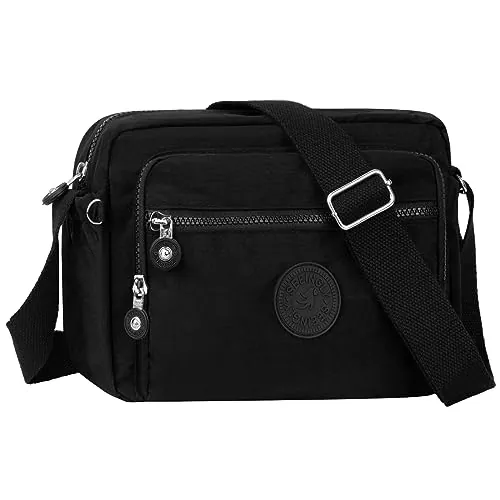 NEWIROVE Bolsos Cruzado Casual Bandolera Impermeable Mediano Deportiva para Señora, Mujer, Viaje De Compras y Trabajo,Negro
