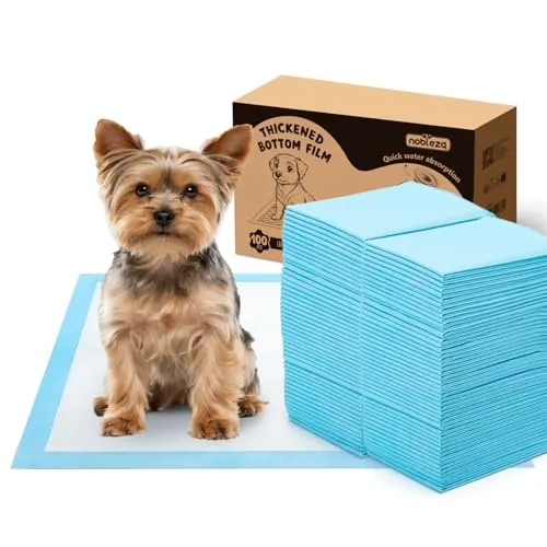 Nobleza Empapadores Perros 40x60cm Pañales Desechables para Perros, 100 Unidades Alfombra Toallas Higiénica Absorbente y Antifugas Empapadores para Mascotas,Empapadores Perros