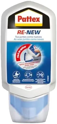Pattex Baño Sano RE-NEW, silicona blanca para unas juntas limpias en sencillos pasos, silicona resistente al moho rápida, sellador de juntas de cocina y baño, 1x80 ml