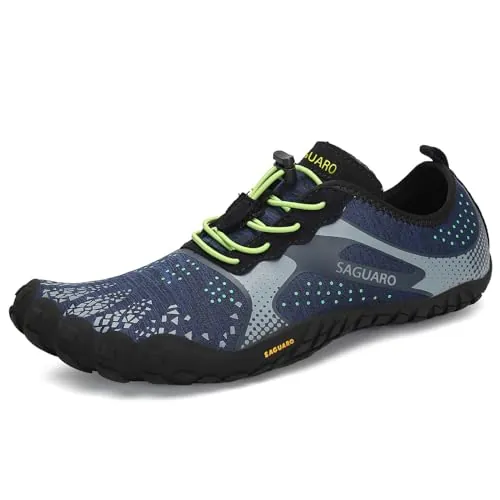 SAGUARO Zapatillas Barefoot Hombre Zapatos Minimalistas Mujer Zapatillas de Trail Running Ligera Calzado Barefoot para Wide Tox Box Azul Oxford,Gr.44