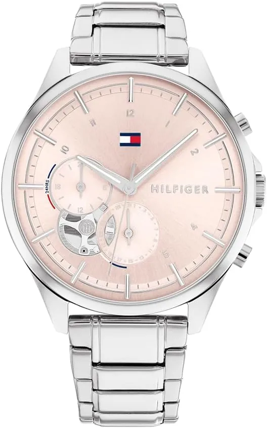 Tommy Hilfiger Reloj Analógico de Cuarzo Multifunción para Mujer con Correa de Acero Inoxidable