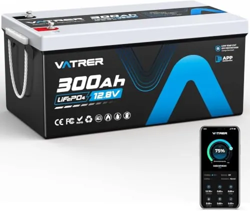 VATRER POWER Batería LiFePO4 12,8V 300Ah Bluetooth | BMS Inteligente 300A·3840Wh Energía Útil·5000+ Ciclos·Sistema Solar,Autocaravana & Respaldo
