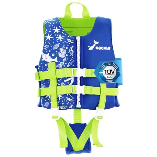 Obcxin Chaleco de Natación para Niños, Chaleco Flotador de Neopreno con Correa de Seguridad Ajustable, Mejorar la Flotabilidad de Natación/1.5-4 años/10-18 Kg
