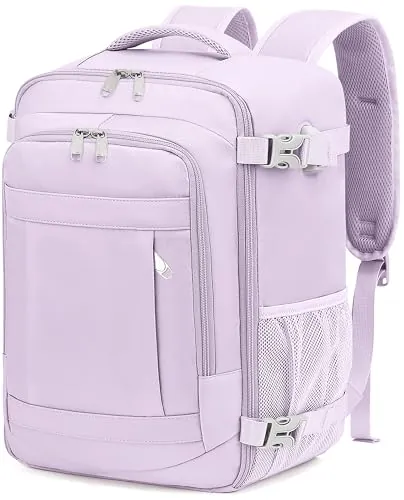 KLOSTAIN Mochila 40x30x20 Viaje Cabina Avión Equipaje de Mano Aprobada para Ryanair EasyJet Eurowings Hombre Mujer 24L,Púrpura Claro