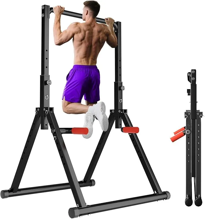 WATBKHE Estación plegable para dominadas de pie para gimnasio en casa, multifuncional, para entrenamiento de fuerza