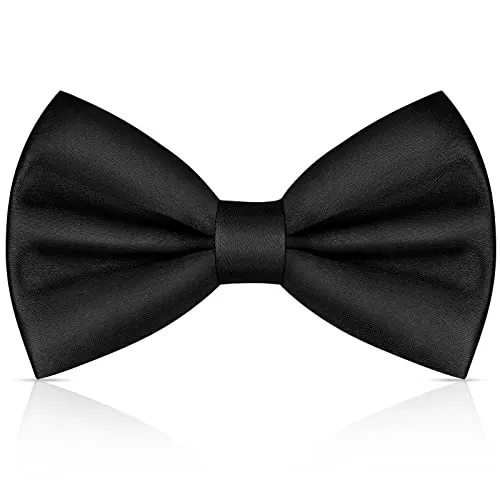 URAQT Pajaritas Hombre, Pajarita Niño de Color Solido Clásico Ajustable, Bow Tie Elegante con Gancho con Nudo, Accesorios Ropa Hombre para Business Fiesta Bodas Oficina Regalo de Hombres (Negro)