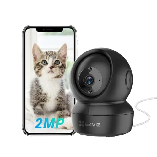 EZVIZ Cámara Vigilancia WiFi Interior 360º, 1080P Camara Vigilancia Bebe/Mascotas, Visión Nocturna, Audio Bidireccional, Detección de Movimiento, Control Remoto, Compatible con Alexa, C6N Negro