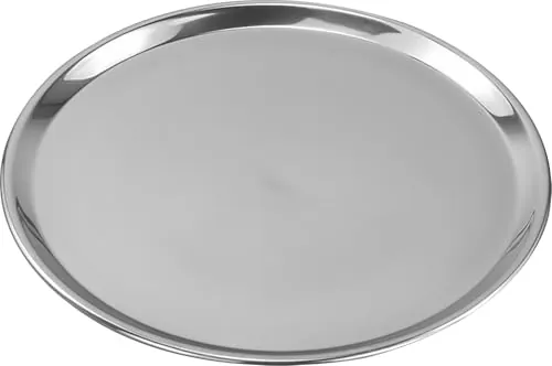 Bandeja Camarero，Bandeja para Servir de Acero Inoxidable Multifuncional, Ideal para Cocina, Comedor, Restaurante y más (Φ40cm)