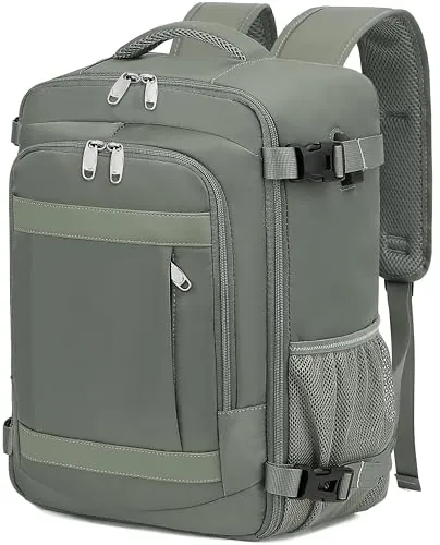 KLOSTAIN Mochila 40x30x20 Viaje Cabina Avión Equipaje de Mano Aprobada para Ryanair EasyJet Eurowings Hombre Mujer 24L,Verde
