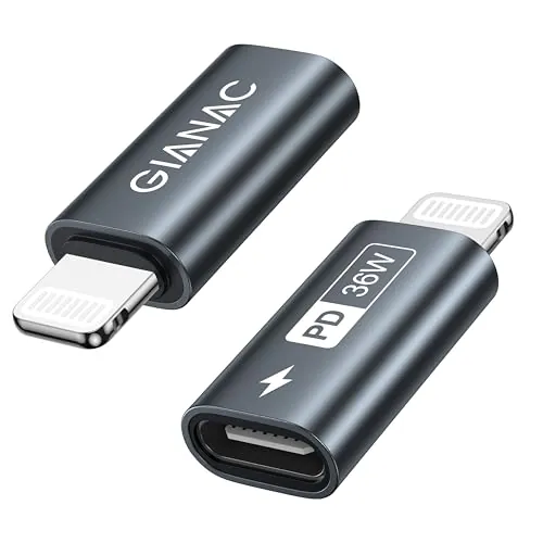 Adaptador USB C a Lightning(2Pack)36W Adaptador de Lighting de Carga Rápida