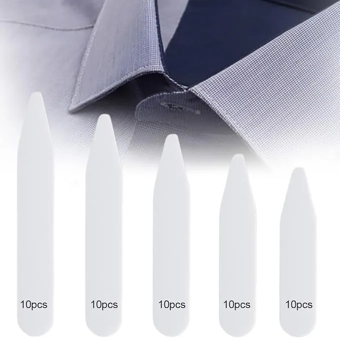 50 Piezas férulas de plástico para Cuello de Camisa, Varillas de Plástico Reforzadas para Cuello de Camisa de Hombre, para Moldear el Cuello de tus Camisas, Varillas de Plástico para Cuello