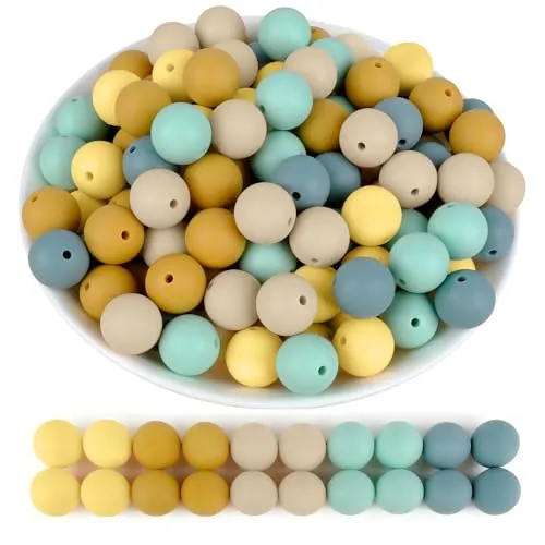 Artecreativa 100 cuentas de silicona de 15 mm para la fabricación de llaveros, cuentas de silicona, para pulseras DIY, bolígrafos, llaveros, manualidades