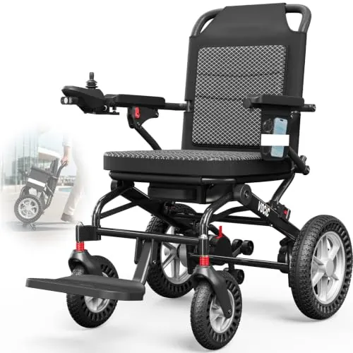VOCIC V21 Silla de ruedas eléctrica plegable ligera para mayores, 18,2 kg