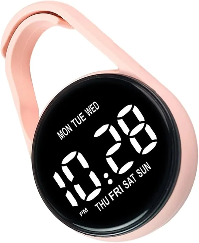 Reloj de bolsillo digital con clip para llavero, pequeño dispositivo de cronometraje para mochilas y cinturón, reloj electrónico, llavero digital