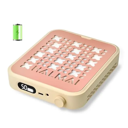 HALMAI Aspirador de polvo de uñas recargable inalámbrico - Succión 800Pa, motor sin escobillas 5000 RPM, portátil para uñas acrílicas/de gel, filtro HEPA , varios colores, salón (Rosa brumoso)