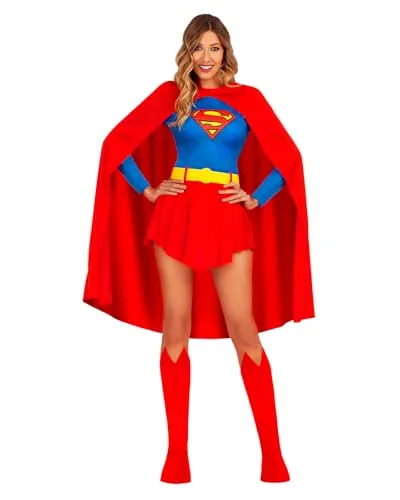 Funidelia Disfraz Oficial de Supergirl para mujer, Incluye vestido y capa, cinturón y cubrebotas, Superhéroes - Traje para adultos para fiestas, Carnaval y Halloween - Talla S