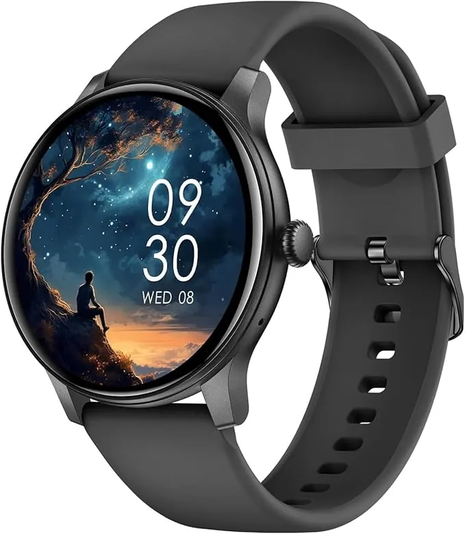 AcclaFit Reloj Inteligente Hombre Mujer con Llamadas Bluetooth, Smartwatch Esfera Redonda 1,38" con 147+ Modos Deportivos, Pulsómetro, Monitor de Sueño, IP68 Impermeable, Compatible con Android iOS