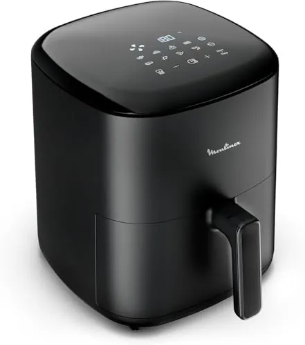 Moulinex Easy Fry Max 5L, Freidora aire para cocinar en poco tiempo, ahorro energético hasta 70%, panel control intuitivo, 10 programas automáticos, para 6 personas, recetario digital, EZ2458