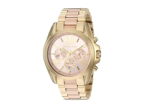 Michael Kors Reloj Bradshaw para Mujer, Movimiento cronógrafo de Cuarzo de 43 mm con Correa de Acero Inoxidable, Tono Oro y Tono Oro Rosa