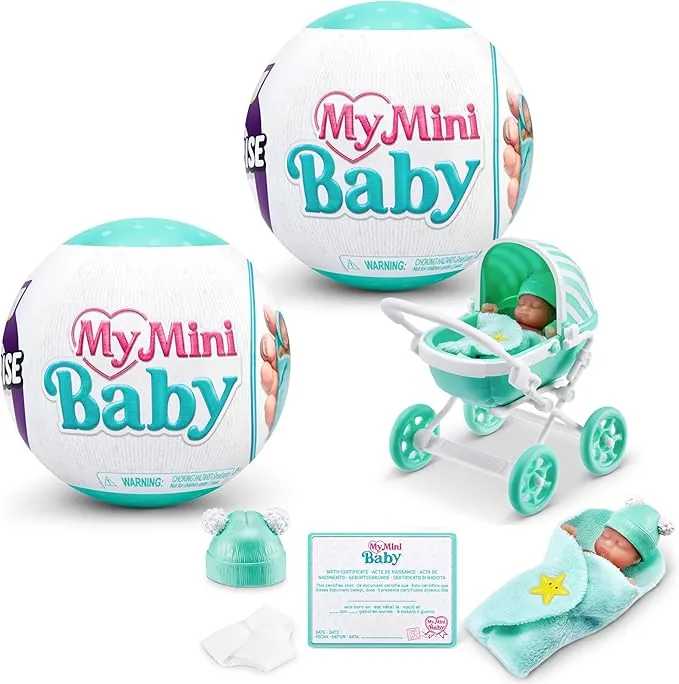 5 Surprise My Mini Baby Series 1, 2 Capsules, by ZURU, Collectible Mystery Capsule, Toy for Girls, Realistic Miniature Baby, Playset and Accessories (2 Capsules)