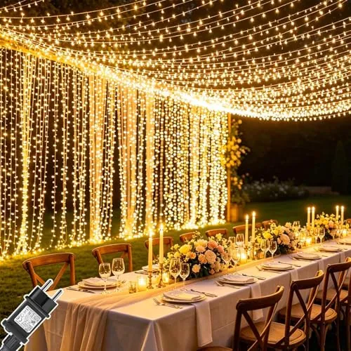 Cozymeow Cortina Luces 6M x 3M 600 LED Cortina de Luces con Enchufe