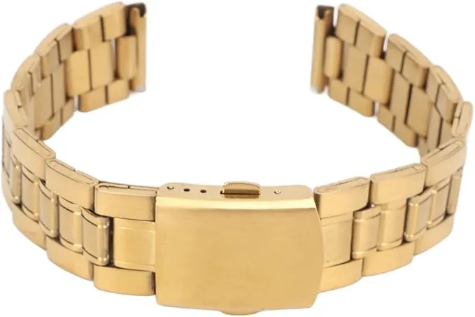Correa de Reloj de Acero Inoxidable, Correa de Reloj de Metal de Protección Dorada de Reemplazo de Hebilla de Doble Bloqueo para Reloj Inteligente para Mujer