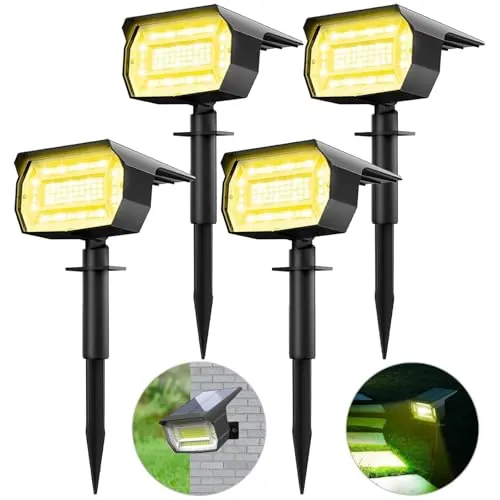LOTMOS Luces Solares LED Exterior Jardin 4 Paquetes 72 LED Focos Exterior