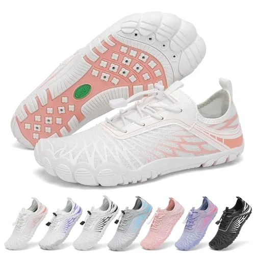 SAGUARO Barefoot Zapatillas Mujer Escarpines de Agua Secado Rápido Zapatos Minimalistas Ligeras Calzado Descalzos con Puntera Ancha, Naranja, 36 EU