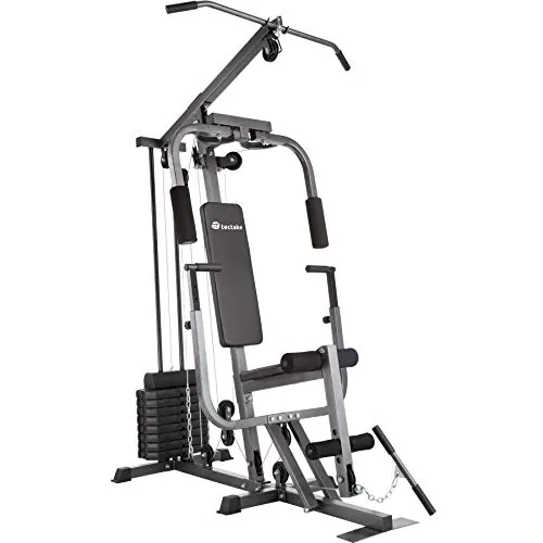 tectake® multiestación musculación, máquina de musculación Multifuncional con polea Gimnasio Mariposa, Barra de Ejercicios, Entrenamiento en casa, Gimnasio en casa, multiestación Gimnasio - Negro