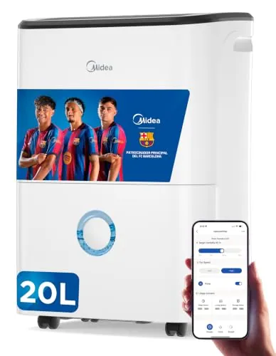Midea Deshumidificador de Humedad 20L Silencioso | WiFi/App, Modo Secado de Ropa y Auto Antihumedad, Purificador Eléctrico Antibacterias, moho y Condensación | Ideal en habitaciones hasta 50m2/150m3
