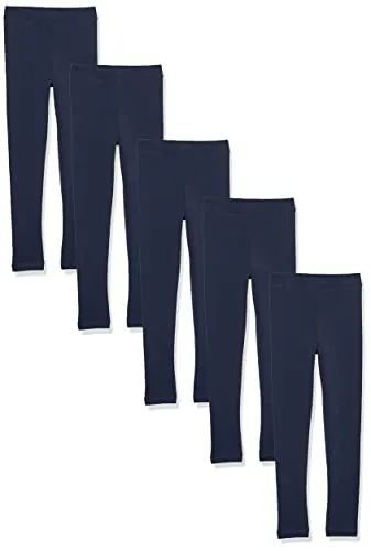 Amazon Essentials Leggings Niña, Pack de 5, Azul Marino, 5 años