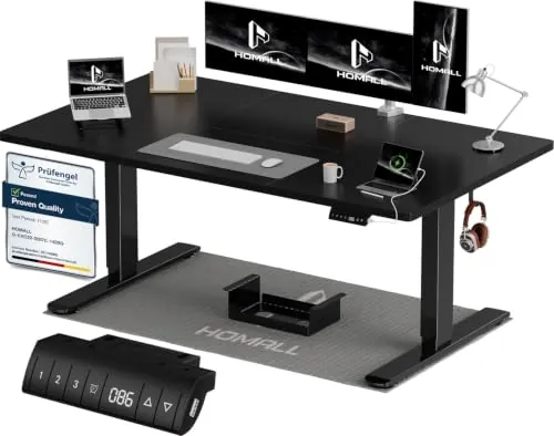 Homall 140x70 CM Escritorio Elevable Regulable en Altura，Escritorio de Pie con Tablero de Cuatro Partes, Mesa Ordenador con Función de Memoria