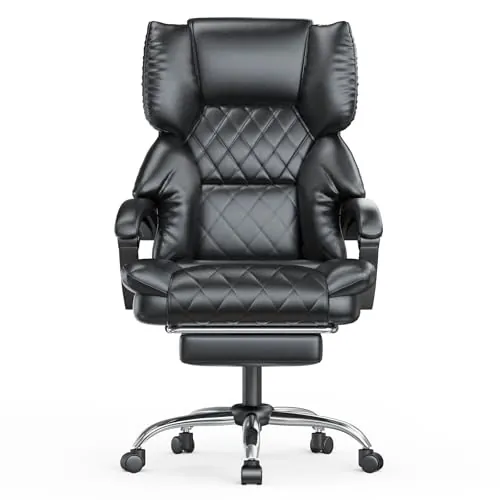 naspaluro Silla de Oficina Ejecutiva con Reposapiés, Respaldo Alto, Negro
