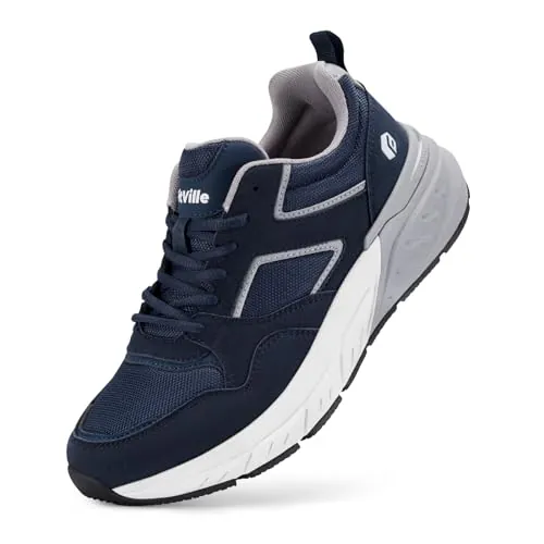 FitVille Extra Ancho Zapatillas Hombre Zapatos Deporte Antideslizantes Sneaker Running Transpirables Caminar Azul Marino 50 EU X-Ancho