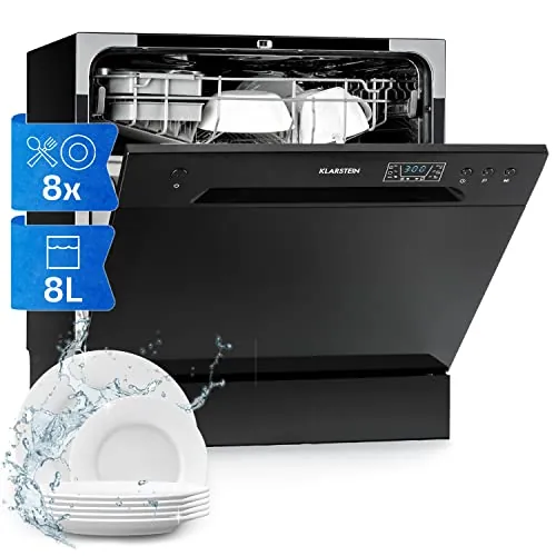 Klarstein Lavavajillas Pequeño Sobremesa, Mini Lavavajillas 8 Cubiertos, Portatil de Sobremesa Silencioso 6 Programas, Compacto de Mesa Sin Instalación Difícil para Casa