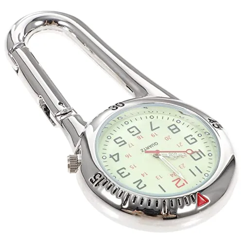 ULTECHNOVO Reloj Digital de Deporte con Clip de mosquetón para Mochila y Reloj de Bolsillo con Clip fosforescente para médicos, Enfermeras, paramédicos, cheefs, Deportes, Unisex, Blanco, Moyen