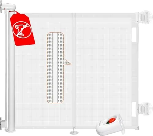 Ycozy 2026 Barrera Seguridad Niños Extensibles sin Taladrar 0-150cm Puerta Seguridad Bebé Retráctil con Poste de Refuerzo Valla Seguridad Infantil para Escaleras, Pasillos, Interiores y Exteriores