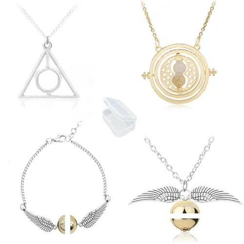 YouU 4 piezas Time Turner Collar y pulseras para regalos Colección o decoraciones Magical Cosplay Costume Jewelry Gift