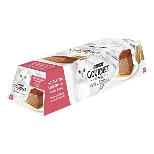GOURMET Revelations, Comida Húmeda para Gato Adulto, Mousse con Salsa con Salmón, 6 Packs de 4 Pirámides de 57 g. (24 pirámides)