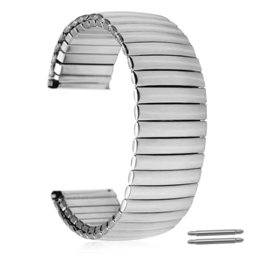 Hearkent Correa elástica para reloj, acero inoxidable, unisex,, 22mm, Acero inoxidable, No es una piedra preciosa