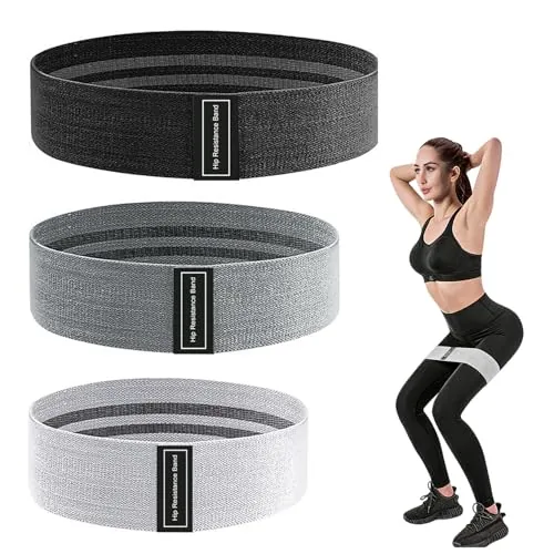 xiluuyou 3 Bandas Elasticas Musculacion, Gomas Elasticas Musculacion | Antideslizantes de Tela, con Bolsa, 3 Niveles de Resistencia para Gluteos, Piernas, Yoga, Pilates（Gris，Negro）