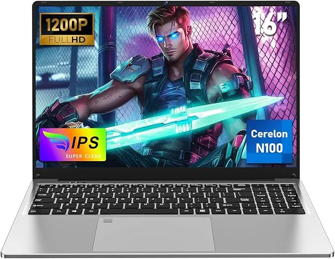 NAIKLULU 16 Pulgadas Ordenador Portatil Processor N100 (1,0 a 3,4GHz), RAM 16GB SSD 1TB Laptop 2026 Computadora Pc Portatil Notebook/Teclado Completo Retroiluminado/1920x1200P/Webcam
