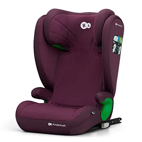 kk Kinderkraft JUNIOR FIX Silla coche Isofix, I-SIZE - Silla universal de cochepara bebé y niños, Sillade, Cinturón, Grupo 2/3, de 15 a 36 kg, Rojo